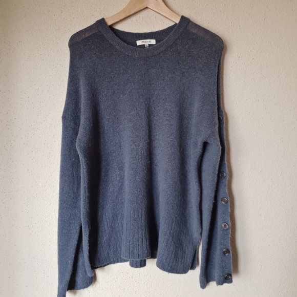 Madewell Button Sleeve Pullover Soft Sweater - Picture 4 of 8